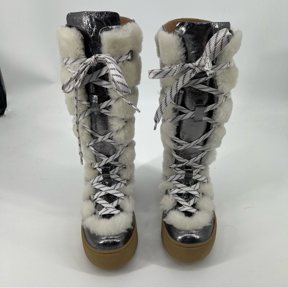 Free People Wilder Mukluk Lace Up Bohemian Suede Shearling Tall Platform Boot 9 - Picture 9 of 14